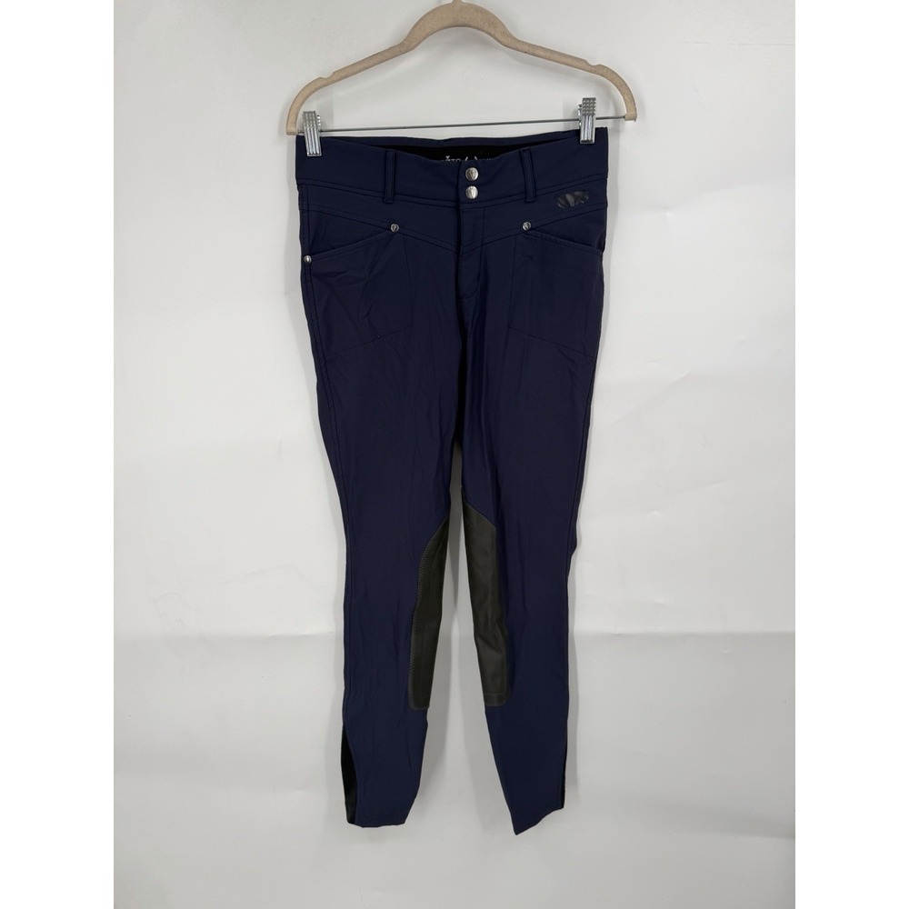 Kerrits Equestrian Navy Blue Horse Back Rising Pants Women M Outdoor Patch Leg